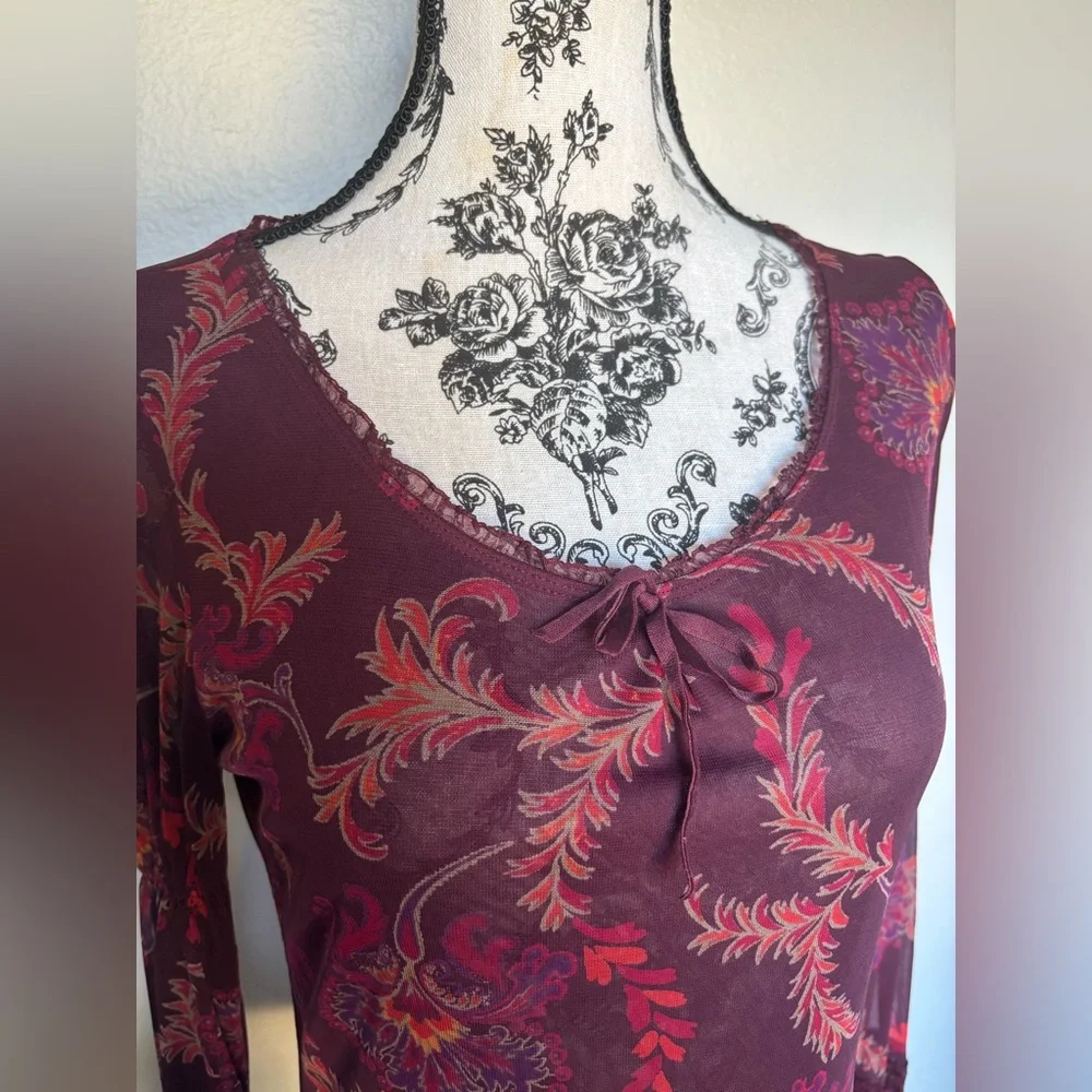 Express Burgundy Floral Blouse - Picture 5 of 13